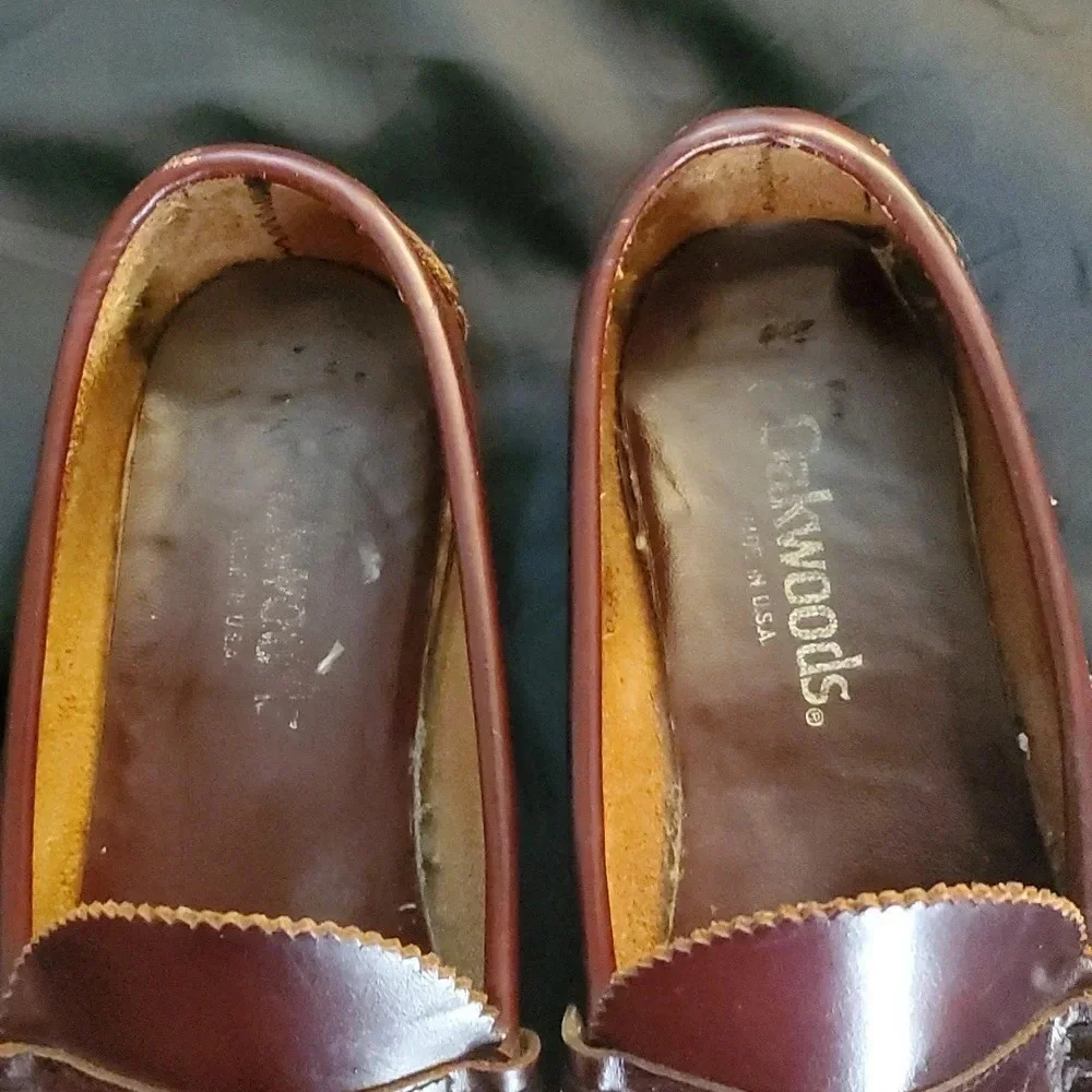 Vintage Oakwoods Mens Upper Leather Hand Stiched Shoes Made in the USA